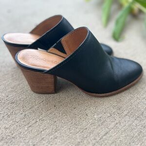 Madewell The Harper Black Leather Mule Size 8